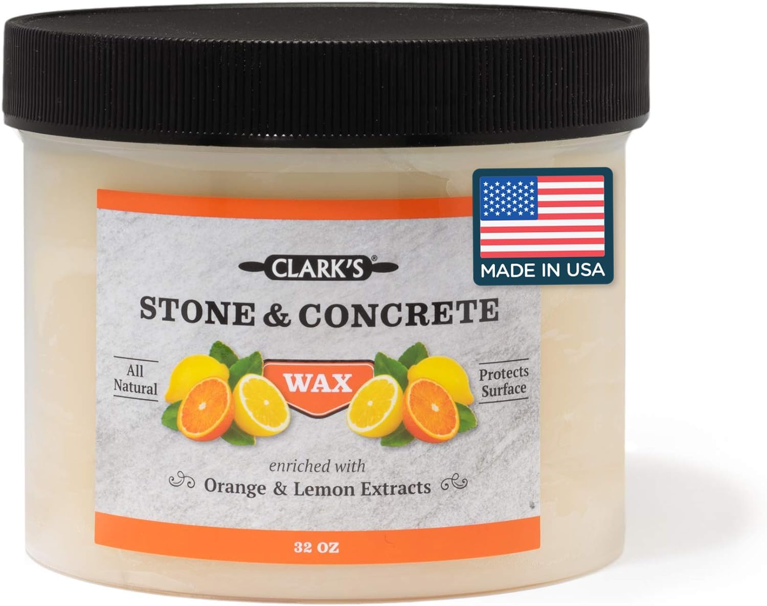 Soapstone and Concrete Sealer (Wax) by CLARK'S | Large 32 ounce | Natural Beeswax and Carnauba Wax | Countertop size for Soap Stone - Slate - Concrete