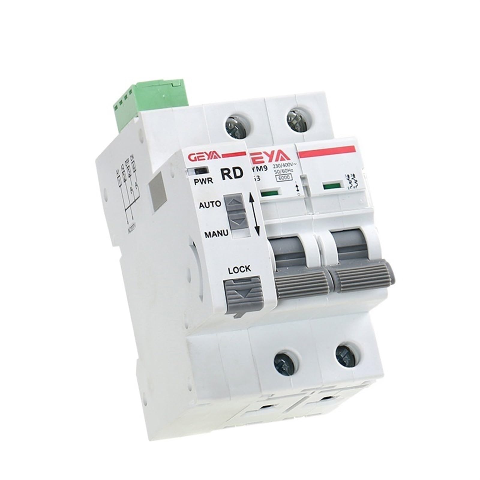 RCGKNNMUZ Din Rail GYM9 2P MCB with Autoreclose Device Automatic Reset Circuit Breaker Smart Home MCB Auto Recloser(2p-mcb-63a,GRD9L-R-DC12V-Auto)