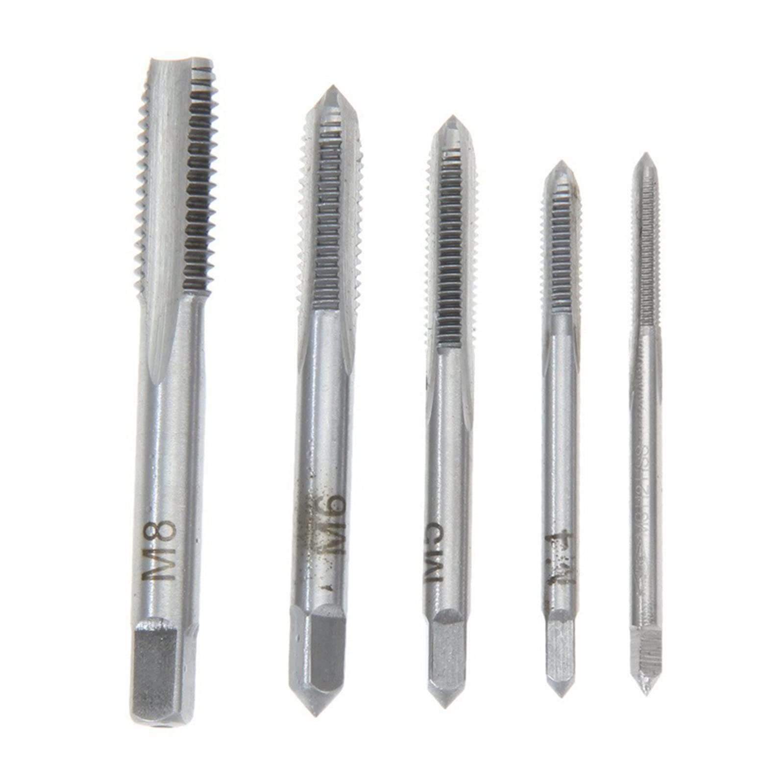 5 szt. gwintowników maszynowych HSS metrycznych, 3 mm, 4 mm, 5 mm, 6 mm, 8 mm, zestaw wierteł do gwintów M3-M8 MINGPING