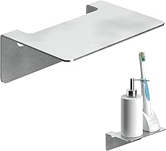 WEISSENSTEIN Tablette Murale Adhésive pour Salle de Bains – Petite Etagère Autocollante en INOX - sans Trou Ni Percage