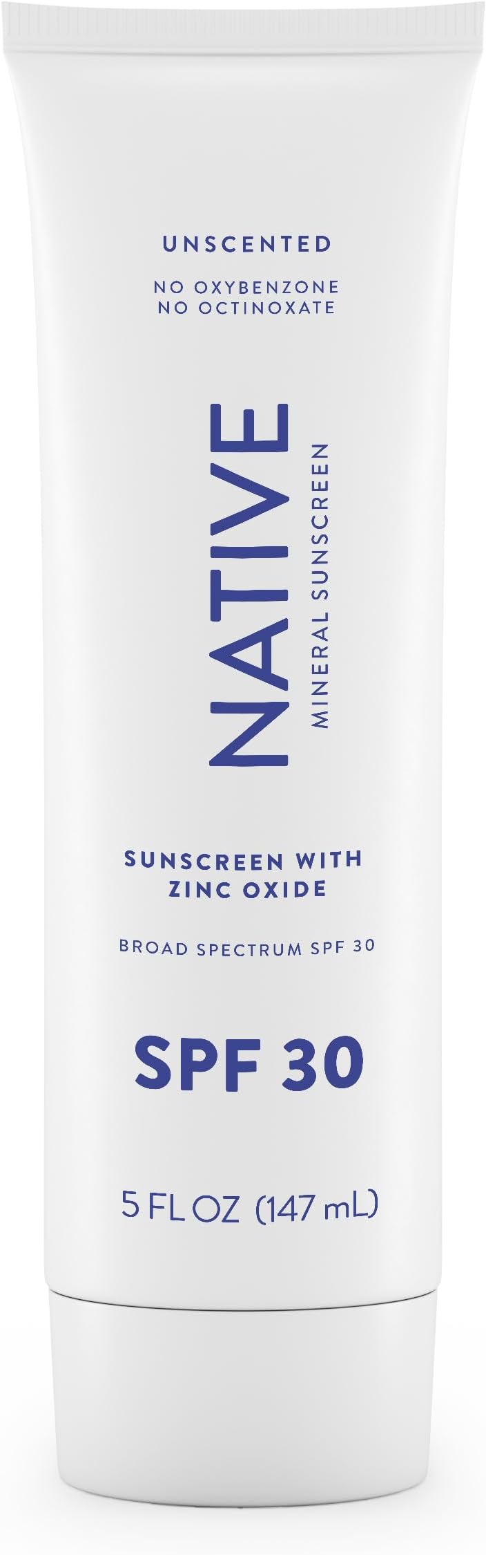 Native Sunscreen SPF 30, Zinc Oxide Dermatologist Tested Suitable for Sensitive Skin & Hawaii Compliant, 5 Ounces | Unscented Sun Protection Lotion, Lightweight & Smooth