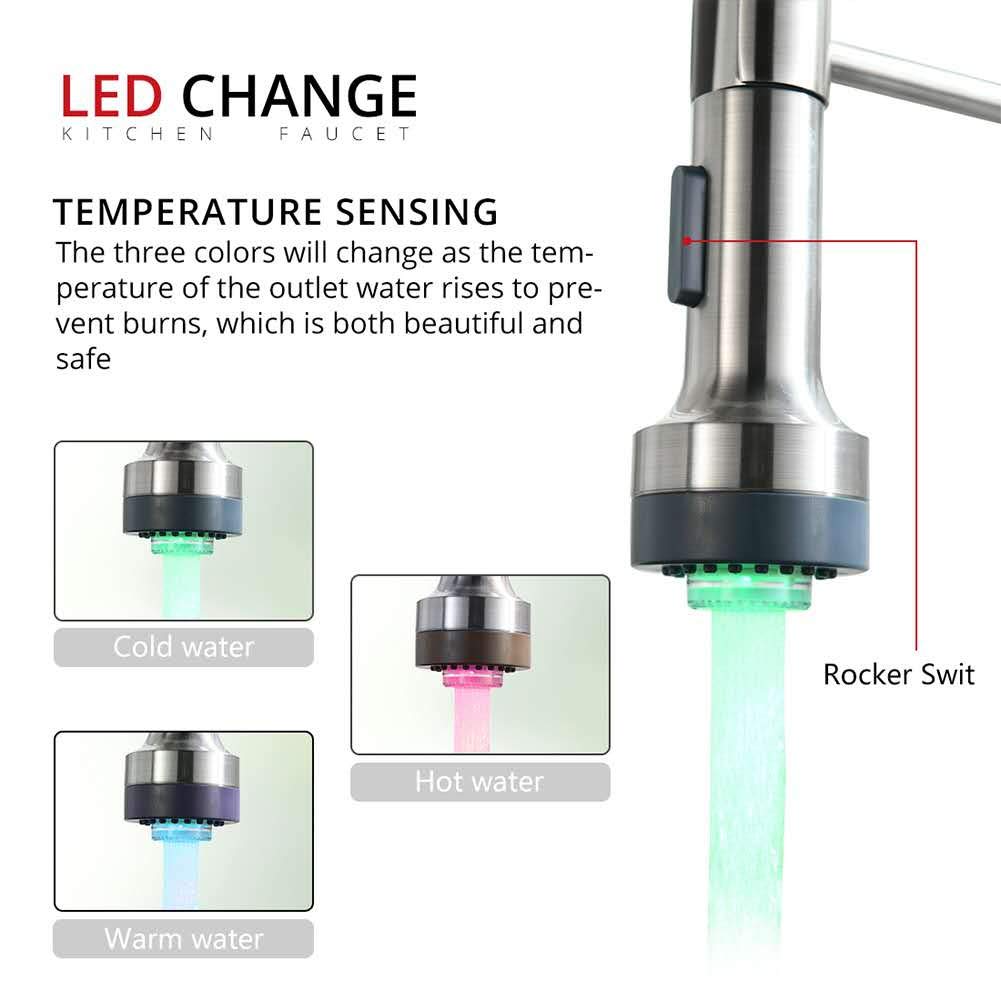 GIMILI Kitchen Faucet with Sprayer Modern Single Handle Pull Down Sprayer Brushed Nickel Kitchen