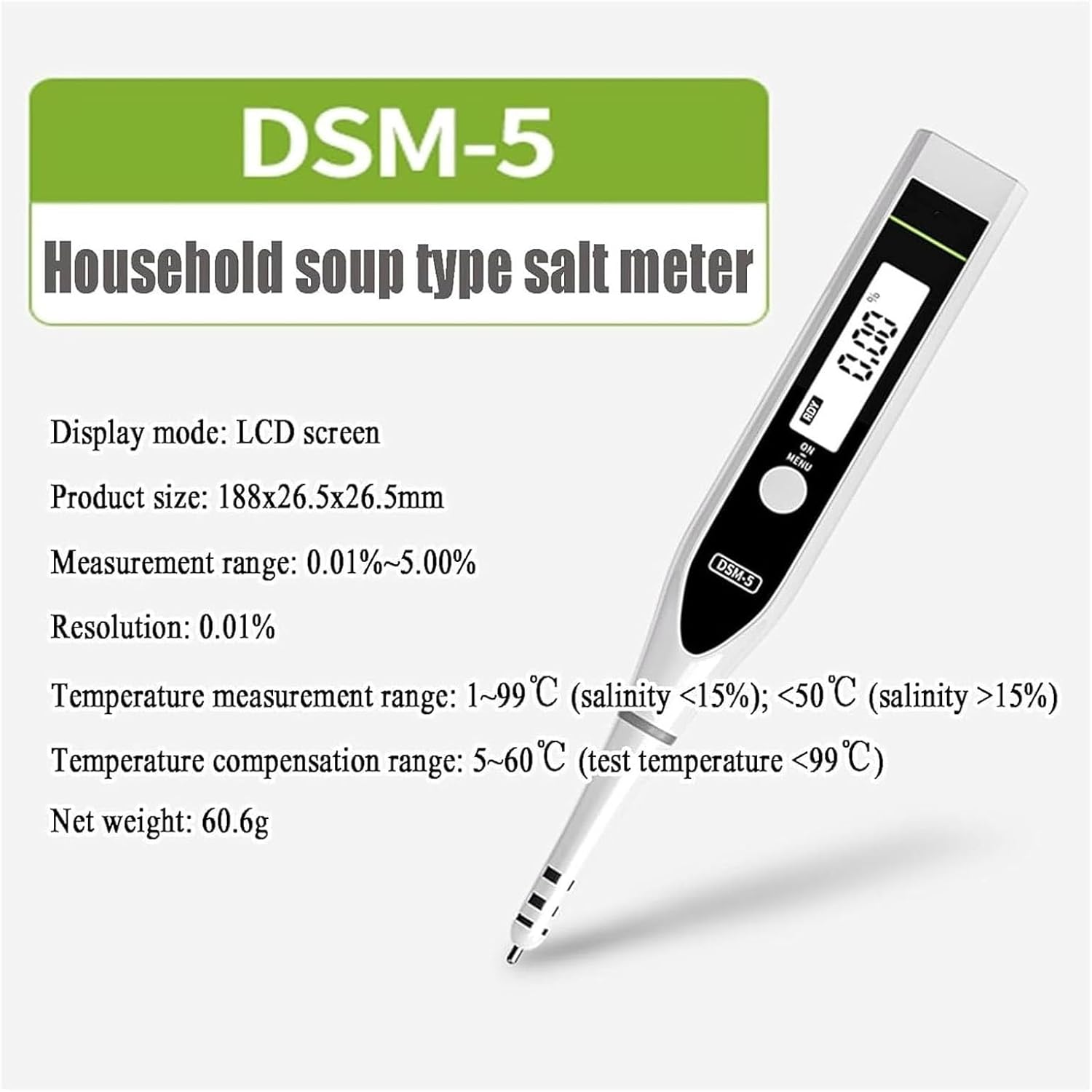 Digital Salinity Meter Tester Pen with LCD Backlight, Measures Salts in Food & Beverages, Water Quality, High Temp up to 99℃, Ideal for Home & Aquatic Use