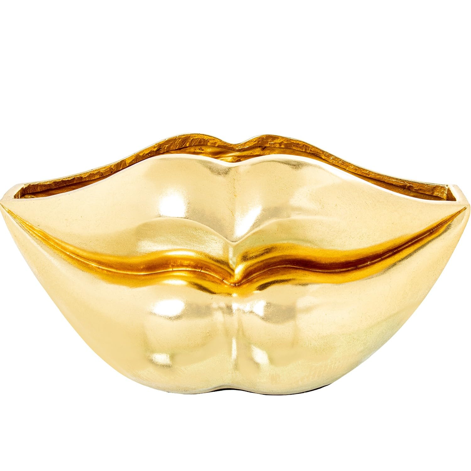 Figurine Vase à lèvres en résine dorée DRW 30x30x58 cm pour décoration de salon