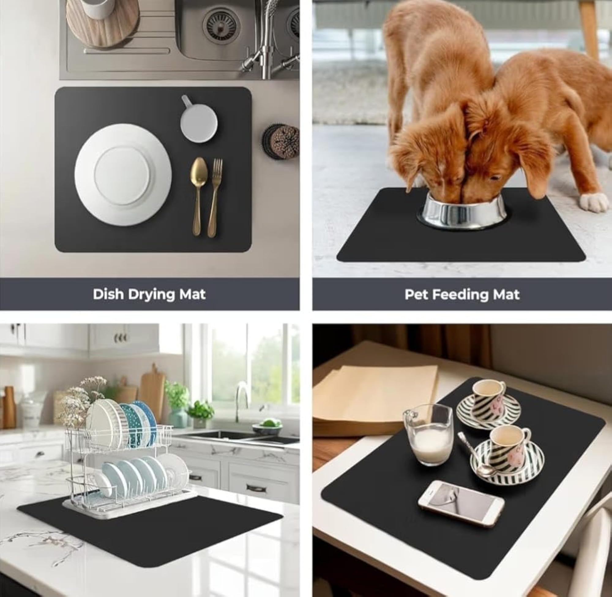 Large Highly Absorbent Dish Drying Mat for Kitchen
