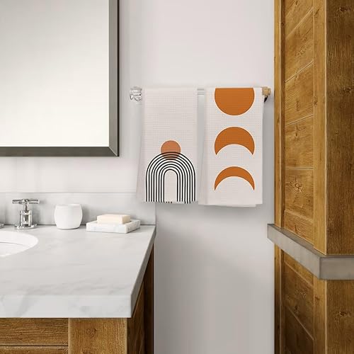 Miniatura 9 de OHSUL Juego de 4 paños de cocina abstractos bohemios verdes, amanecer, puesta de sol, sol, sol, sol, sol, sol, montaña, arcoíris, montaña, altamente