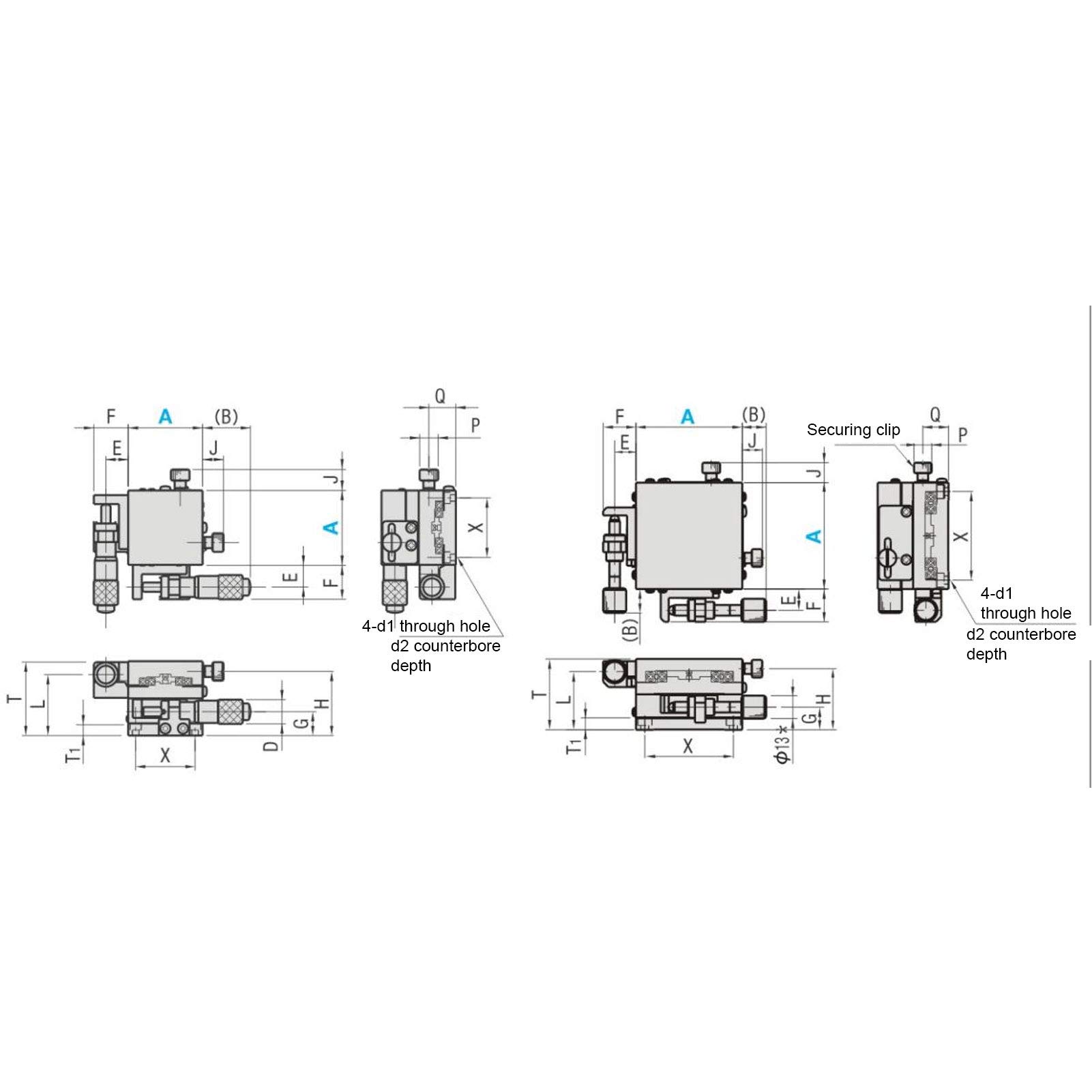 Kreuzrollenführungs-Schiebetisch Hochpräziser XY-Achsen-Linearverschiebungstisch Manuelle Mikrometer-Einstellplattform für Labor-Industriegeräte 60 x 60 mm Edelstahl M2G S6