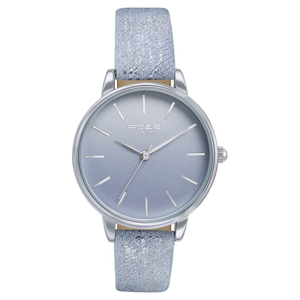 Sonata Poze Quartz Silver Dial Pink Leather Strap Analog Watch for Women-SP80091SL01WF-image-8