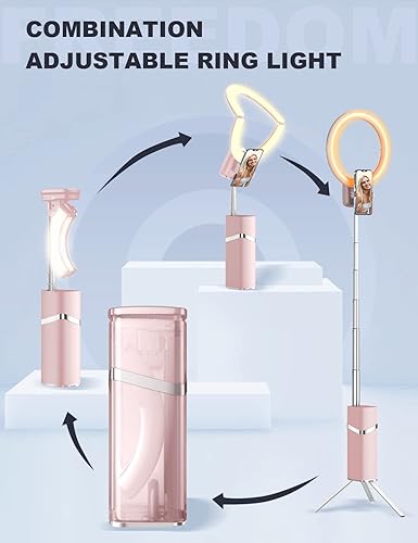 Miniatura 4 de Anillo de luz con trípode, soporte extensible para selife de 79 pulgadas, recargable, inalámbrico, plegable, luz LED de 10 pulgadas con batería de