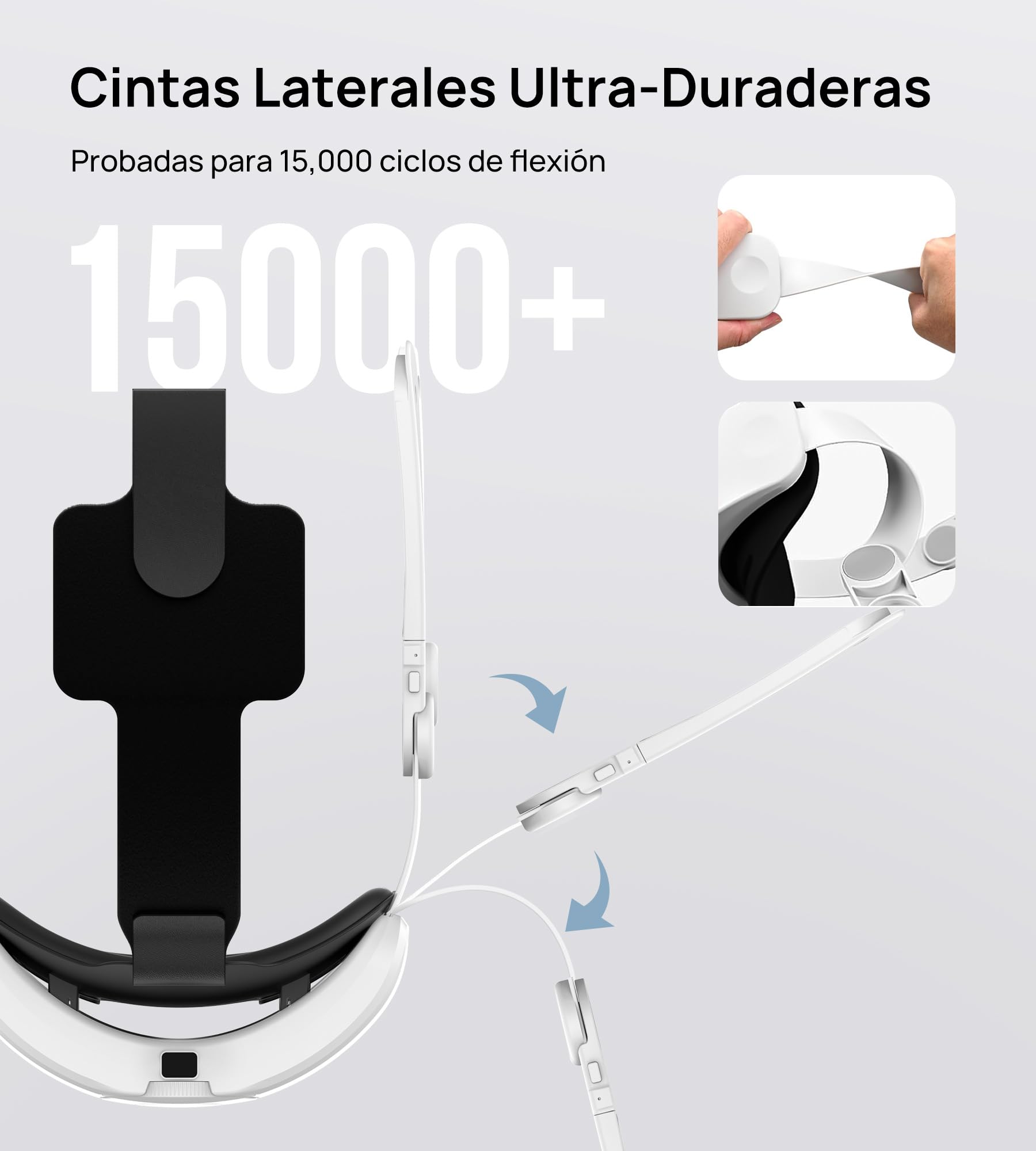 TRANSNOVO Batería Correa para la Cabeza Compatible con Meta Quest 3S/Quest 3/Quest 2 Accesorios, Correa Elite con Batería de 10000mAh, Reduce el Estrés Facial y Prolonga el Tiempo de Juego