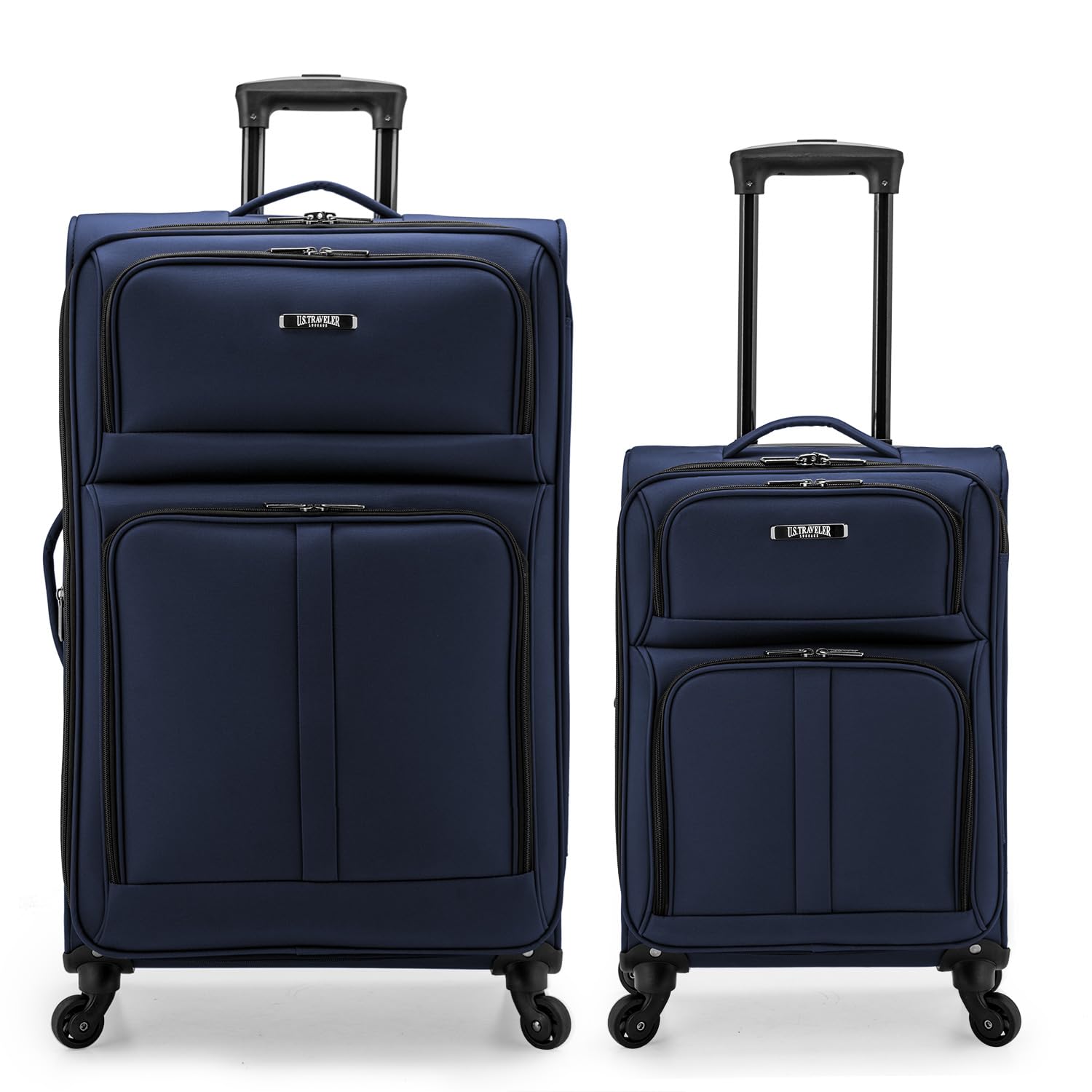 U.S. Traveler Anzio Softside Expandable Luggage with Spinner Wheels, Navy, 2-Piece Set (22/30)