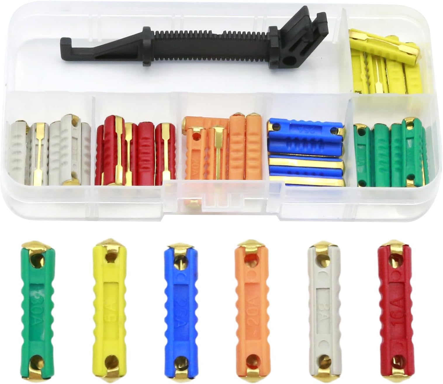 Vkinman 30 Pcs + 1Pc Fuse Box Assortment Bakelite Auto Fuses Replacement for GBC European Automotive 5A 8A 16A 20A 25A 30A