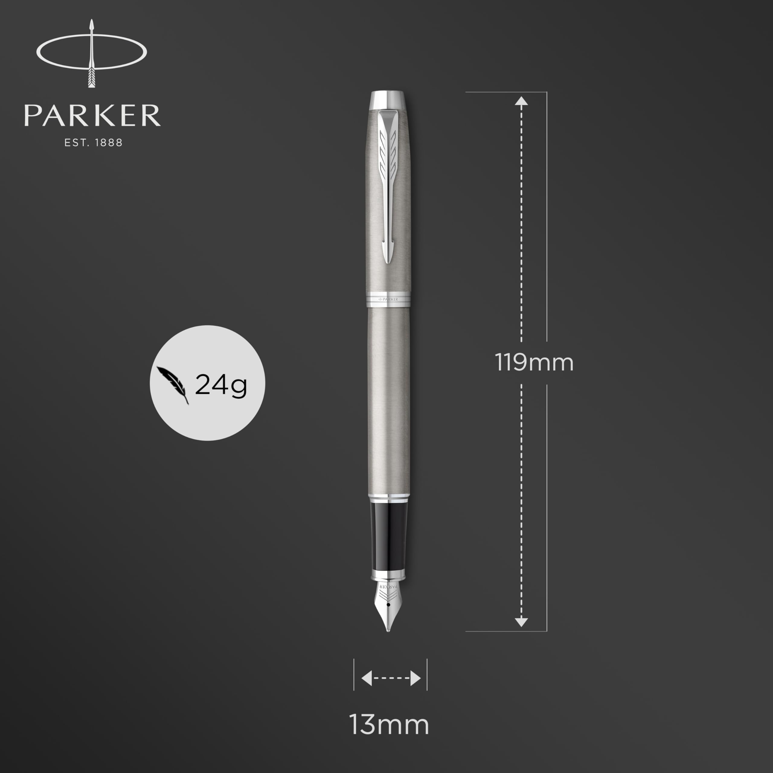 Parker IM Balpen | Premium Warm Zilver | Medium Point Blue Ink | Geschenkdoos