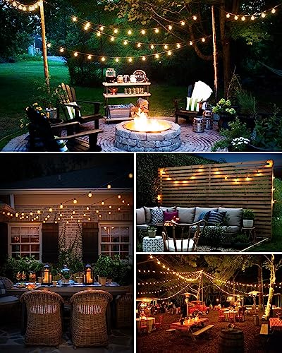 Minetom 2Pack 29Feet Solar String Lights Outdoor Patio Lights With 25 Led Shatterproof Bulbs, 3 Light Modes, Weatherproof Hanging Lights For Backyard Bistro Decor, E12 Base, 2700K, Not Connectable #TOP4