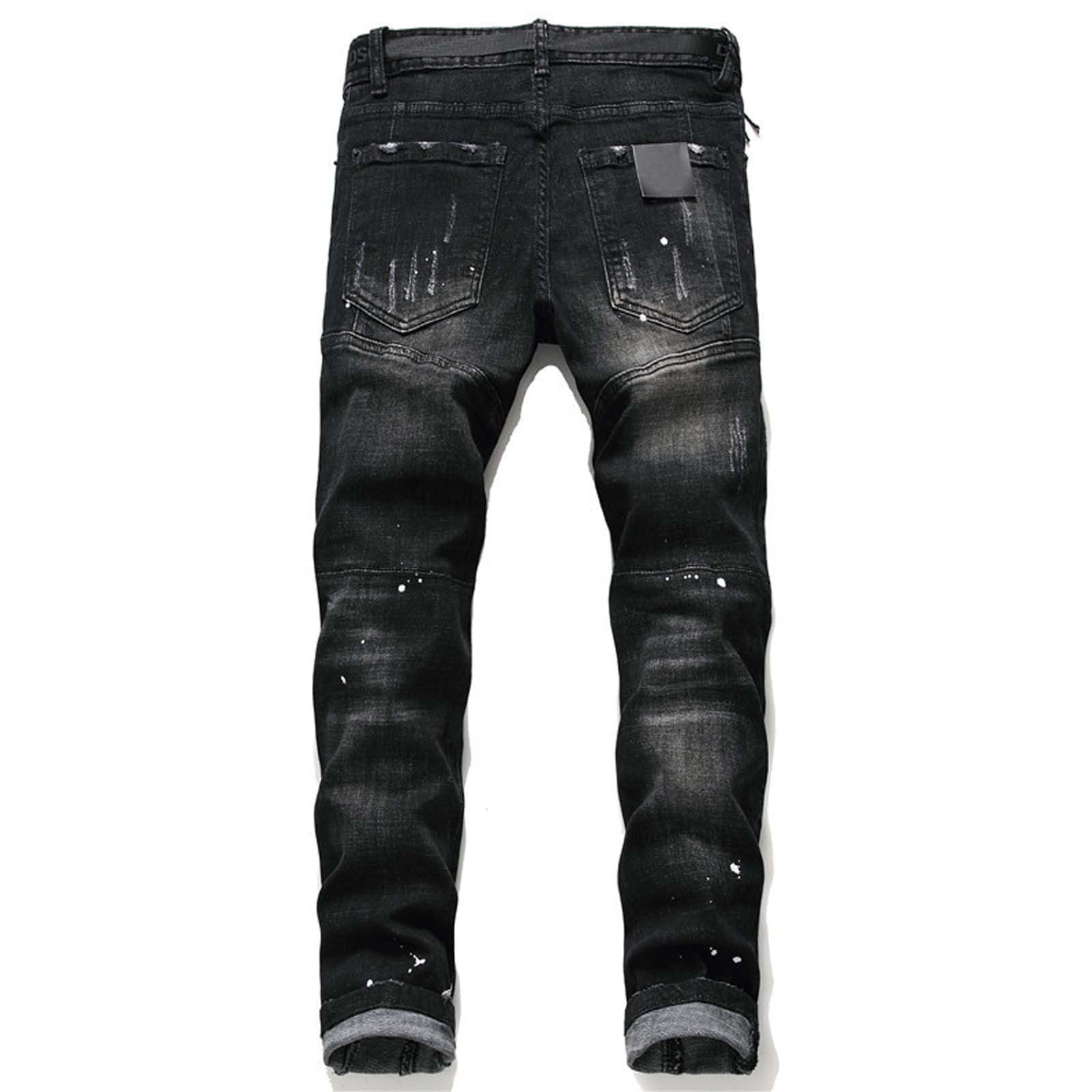 Pantaloni Tuta Uomo Invernali Baggy Pantalone Eleganti Jeans Uomo Slim Fit Strappi Stretch Denim con Design Spray e Stile Streetwear
