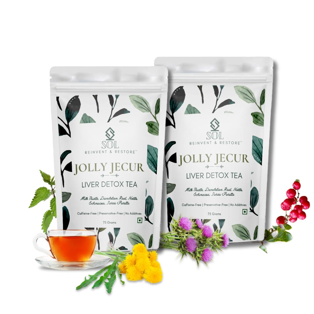 - SOL - Reinvent & Restore Milk Thistle Tea For Liver Cleanse (150G)|With Dandelion Root,Nettle,Sarsa Parilla,Echnicea|Protects & Detoxes Liver,Removes Toxins,Boosts Immunity|75 Gms Loose Leaf Pack of 2