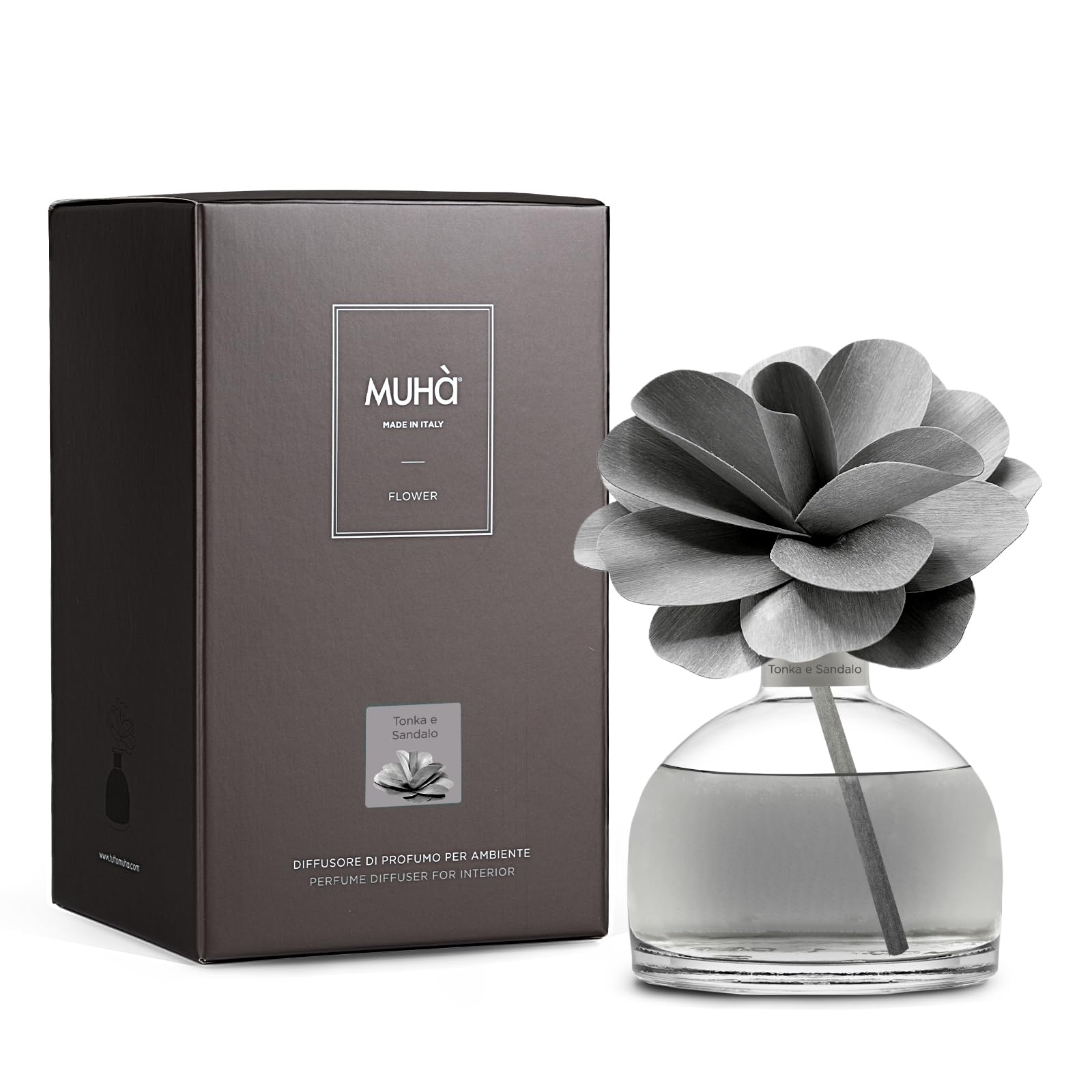 MUHA' | Profumatore Flower Diffuser, Tonka e Sandalo, 200 ml
