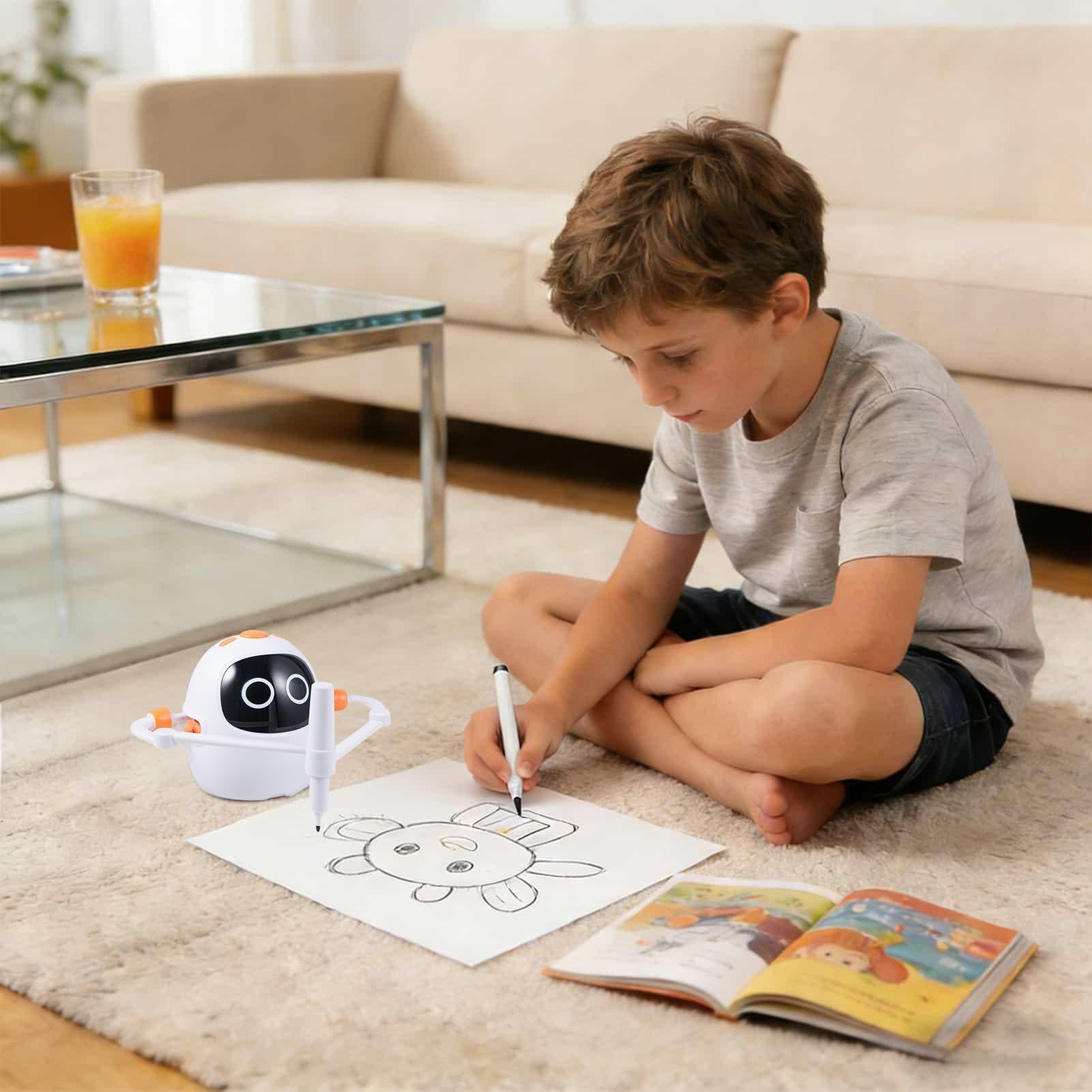 Genérico Robot de Dibujo para Niños Juguete Educativo | Juguetes Robot con 100 Tarjetas y 5 Marcadores Para Niños de 3 a 12 Años Adolescentes Niños Niñas Cumpleaños Casa Escuela