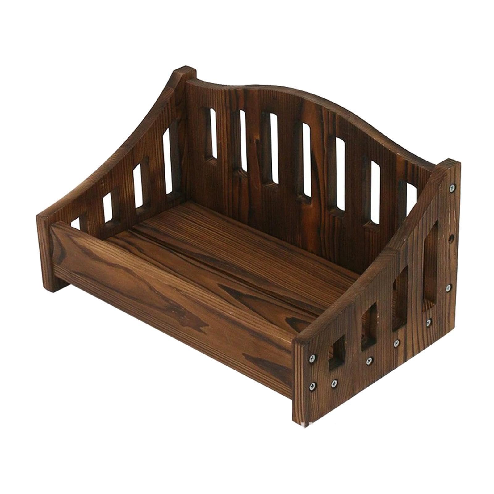Piccolo letto in legno per posare oggetti di scena per la fotografia di neonati, scelta di tendenza per fotografi professionisti e amatoriali, oggetti, caffè, 38x22.5 cm