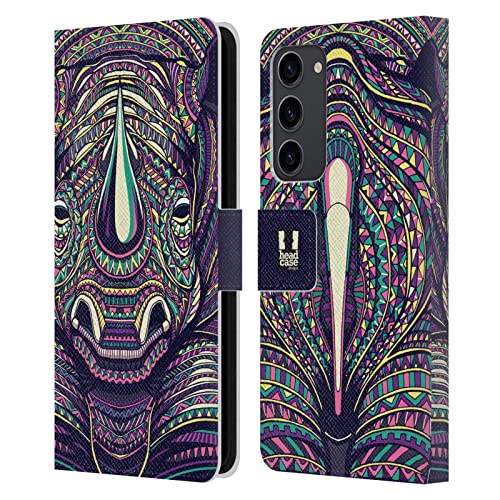 Coque cuir Samsung S23+ Head Case Designs Rhinocéros aux finitions soignées durables