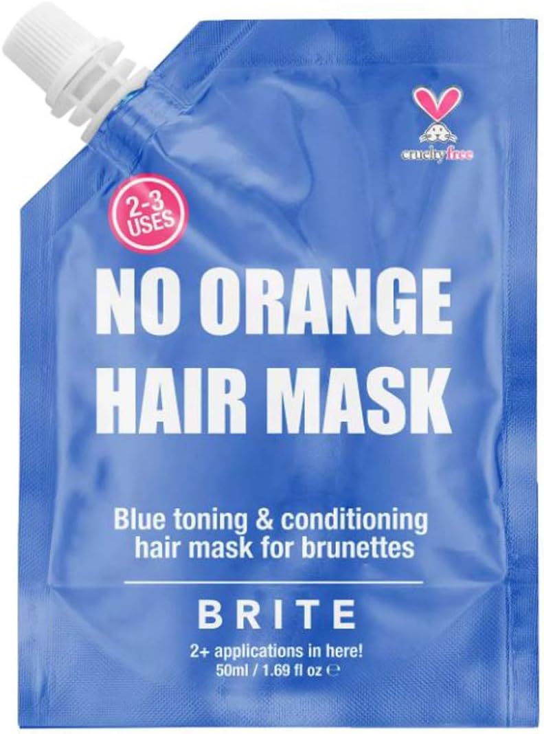 Brite No Orange Hair Mask 1.69 Fl. Oz! Toning And Conditioning For Brunette Hair! Restores Cool Brunette Tones! Perfect For Natural Or Salon Colored Hair! Choose From No Blue Or No Orange! (No Orange)