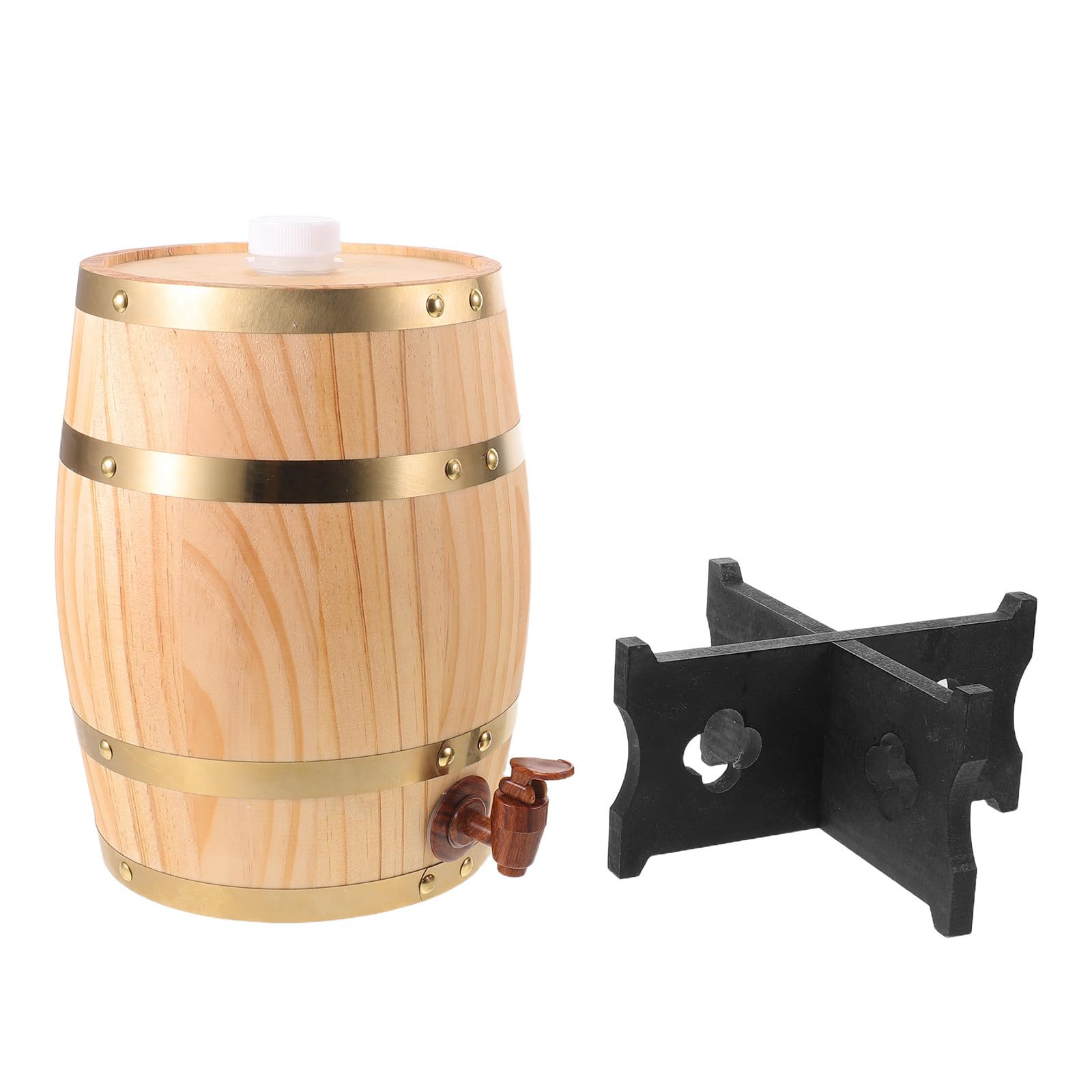 Ipetboom Barril de Whisky, Barril de Vino de Madera de Roble de 5 con Soporte, dispensador de Licor con diseño Vertical para restaurantes y hogar