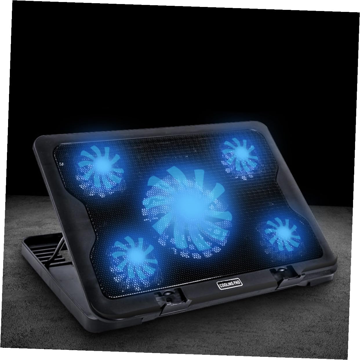 Housoutil USB Laptop Cooling Pad with 5 Fans, Anti-Skid Heatsink Cooler Base for Notebooks, Adjustable Multi-Angle Cooling Device for Gaming and Office Use