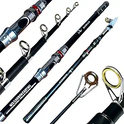 VARA DE PESCA PESCARIA PESADA PRAIA COSTAO TELESCOPICA P/MOLINETE ALTO MAR HASDA 3.0M - 10-35LB - EM CARBONO E ALUMINIO - PEIXE GRANDE - PESQUEIRO - COSTEIRA