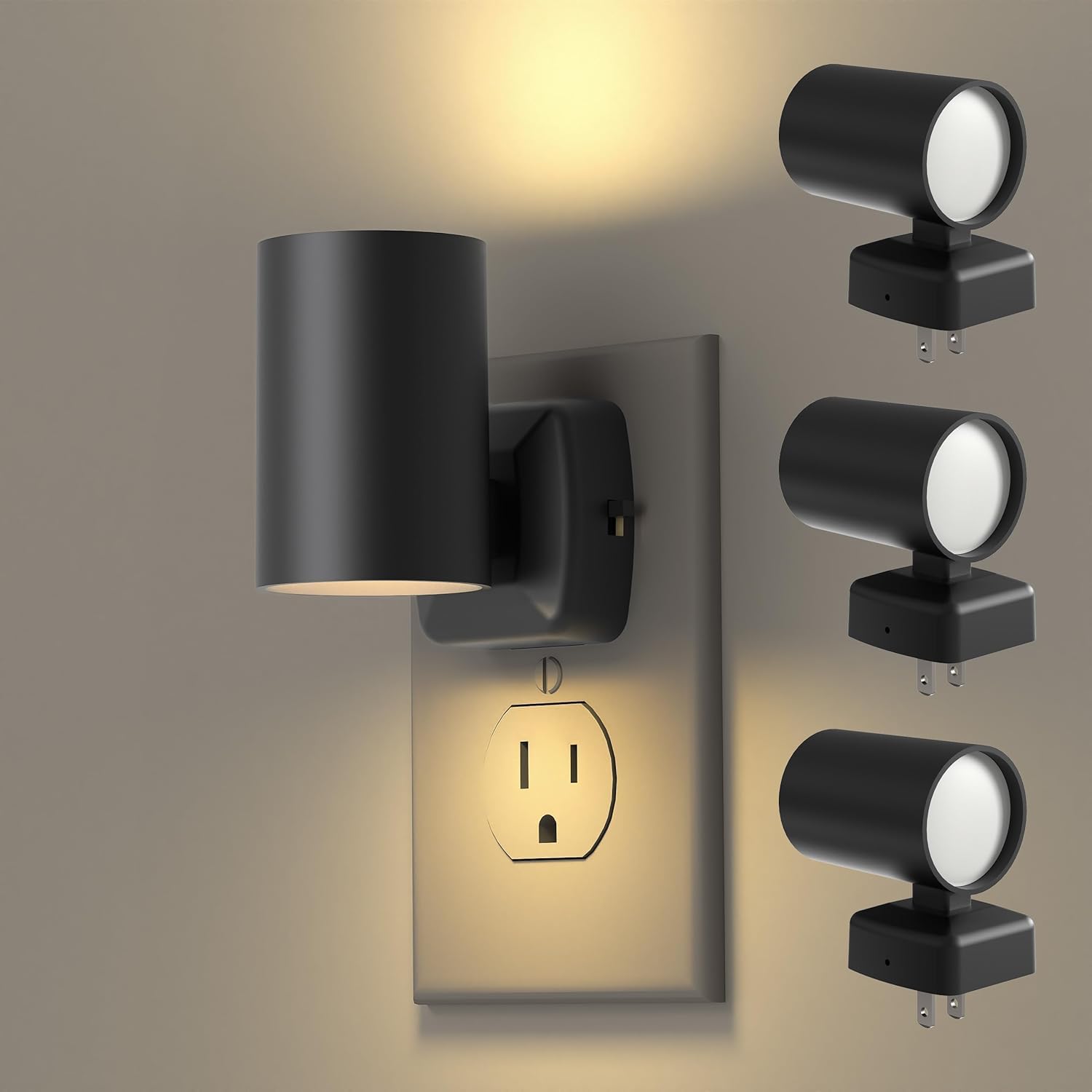 LED Night Light Plug in, Modern Night Light, Dusk to Dawn Sensor, 20/40LM Adjustable Brightness, Soft Yellow 2700K, Dimmable Night Lights with Light Sensor for Hallway Bedroom Stairway ETL