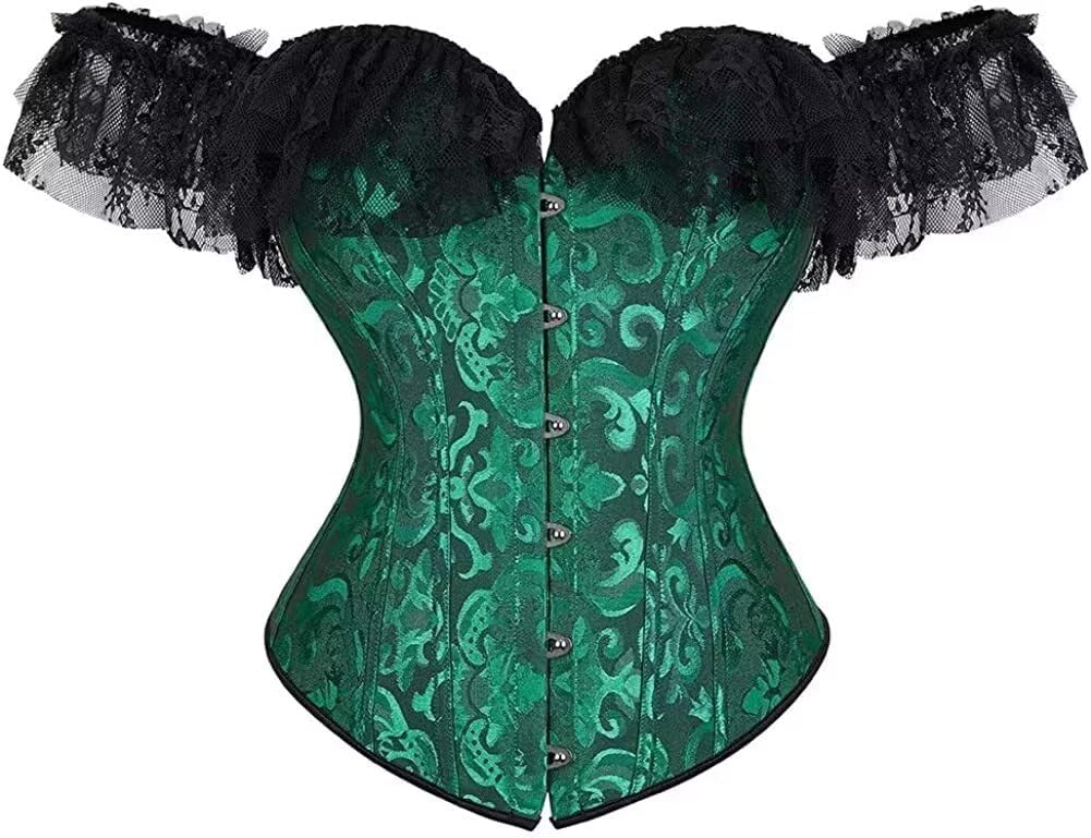 Jutrisujo Corset Dress Multi Layer Skirt Tulle Set for Women with Sleeves Off The Shoulder Lace Floral Plus Size Renaissance