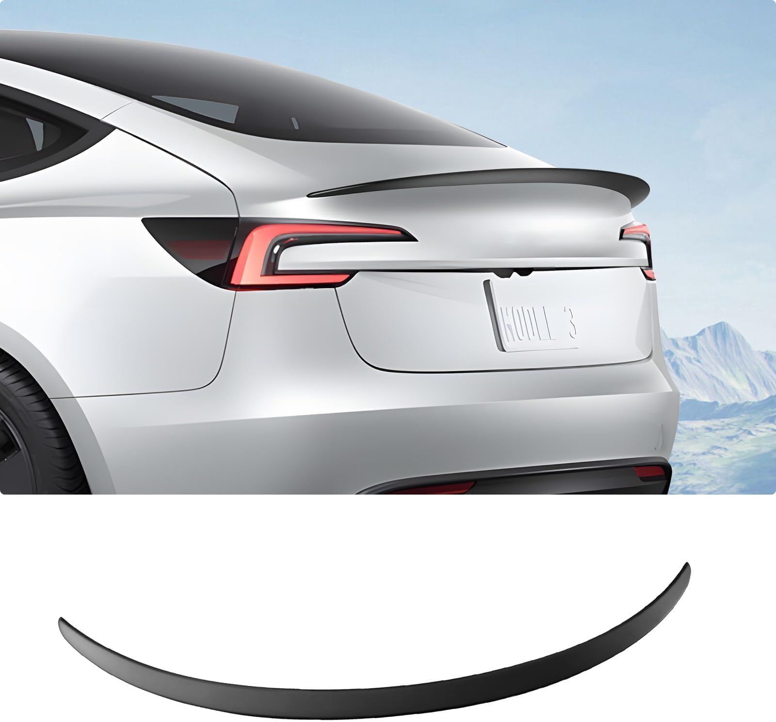 BASENOR 2024 2025 Tesla Model 3 Spoiler Wing OEM Performance Rear Trunk Lip ABS Material Model 3 Accessories Highland Matte Black Gen 2