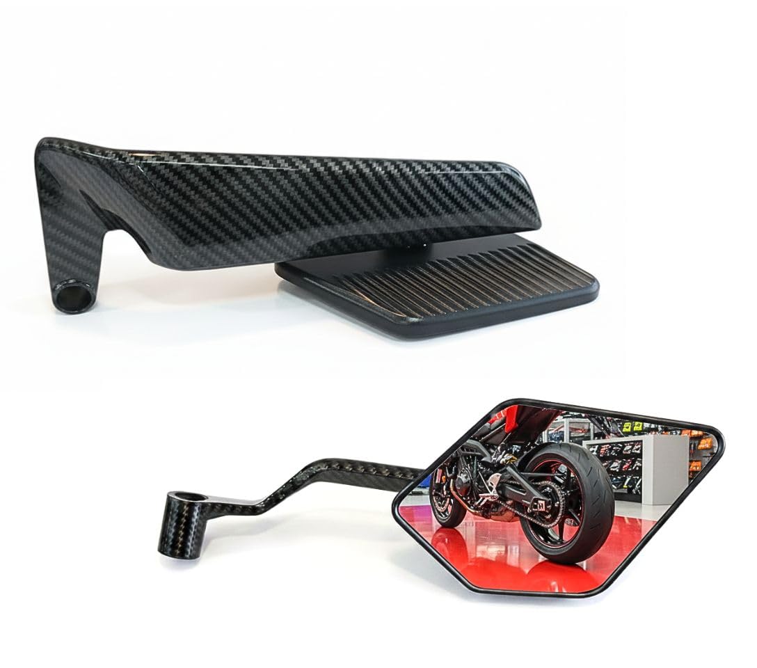 WALDOS Convert able Wings Into Rotating Rear View Mirror for Duke 200 | 390 | 250 Z400 | Z900 MT 09 All Street Bikes york nut fitting Accessories (SET OF 2) (Carbon Wings MIrror)-image-9