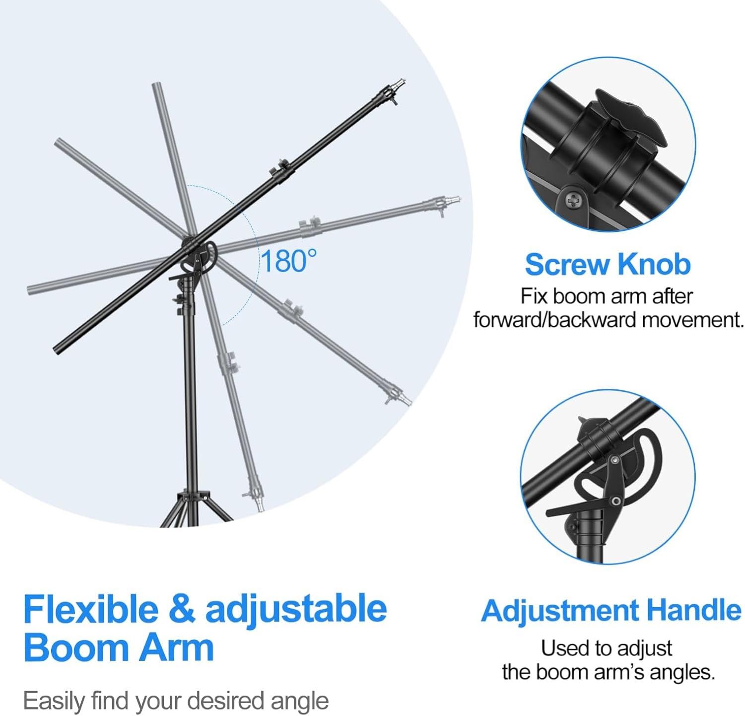 EMART Lichtstativ 400cm, Luftgepolstertes Aluminium Lampenstativ Licht Stativ, Verstellbares Stativ Galgenstativ Lichtständer für Softbox, Studiolicht, Blitz, Schirm