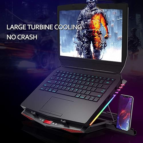 Miniatura 7 de MeFee - Almohadilla de refrigeración RGB para laptop de 15.6 a 21 pulgadas con 6 ventiladores silenciosos y control de botón, enfriador portátil