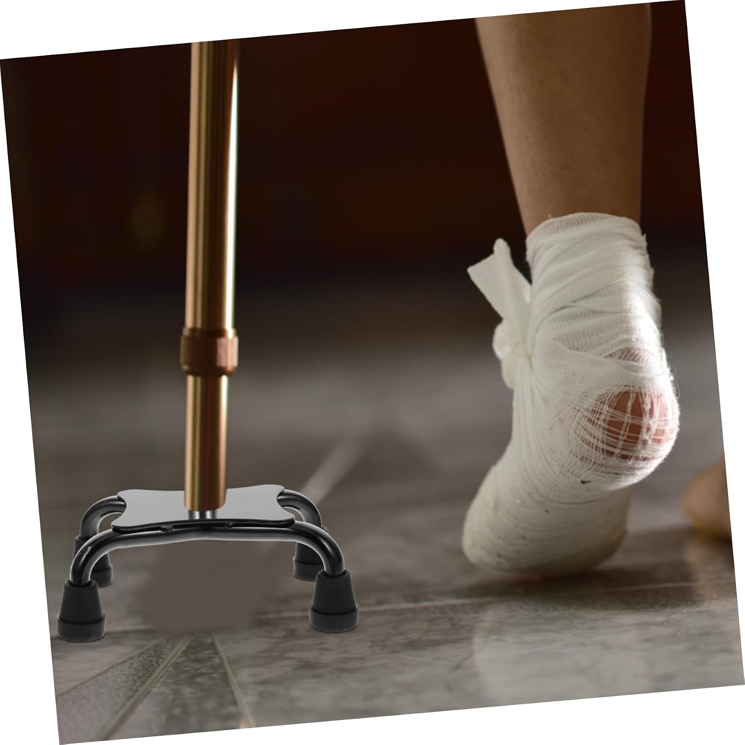 GALPADA Stable Quad Crutch Foot Pad Walking Protector Walking Stick Tips for Disabled People Lightweight and Easy to Install