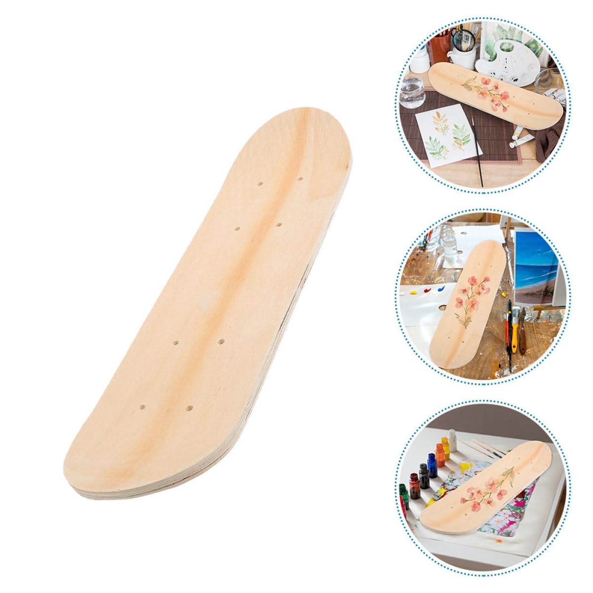 Supvox 2er Set Blanko Skateboard Deck Holz DIY Zum Bemalen Basteln | Unbehandeltes Holzdeck, DIY Malprojekt, Wanddeko, Kreativset für Kinder und Künstler