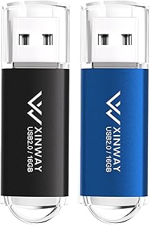 Memoria USB de 16 GB, unidad flash USB, almacenamiento de datos, paquete de 2 unidades de 16 GB, color negro y azul