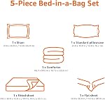 Amazon Basics Lightweight Microfiber Bed-in-a-Bag Comforter Soft Twin Bed Bedding Set with Shams, 5-Piece, Twin/Twin XL, Blue Calvin Striped