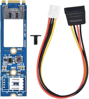 M.2 NGFF to SATA Adapter, 6.0Gb/s SATA Horizontal Converter Adapter Card, M2 Hard Drive Adapter with 4Pin Power Cable for WinXP/Win7/Win8