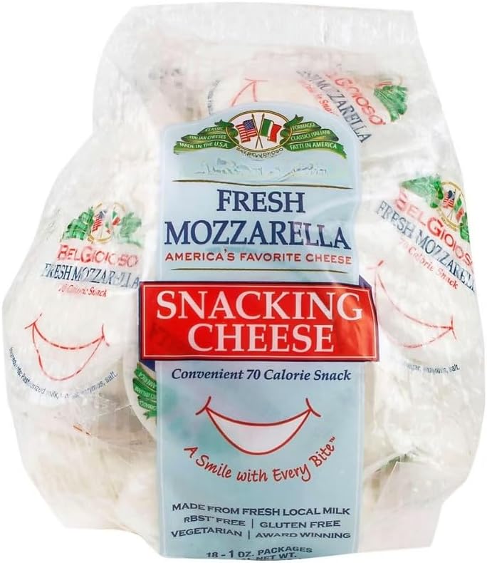 - Fresh Mozzarella Snacking Cheese is a fresh mild-flavored cheese that's perfect for snacking or sandwiches. Just 70 calories each and packed with protein, these individual packages are the ultimate grab-and-go snack. [ 18 oz , 1.12 pound ]
