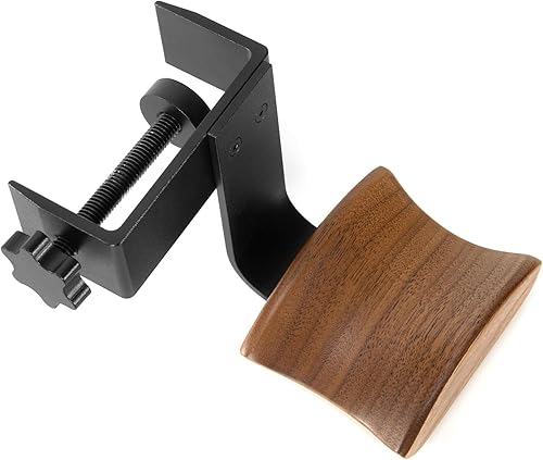Miniatura 7 de Soporte para auriculares con madera de nogal y metal sólido, soporte para auriculares de diseño ajustable compatible con todos los tamaños de