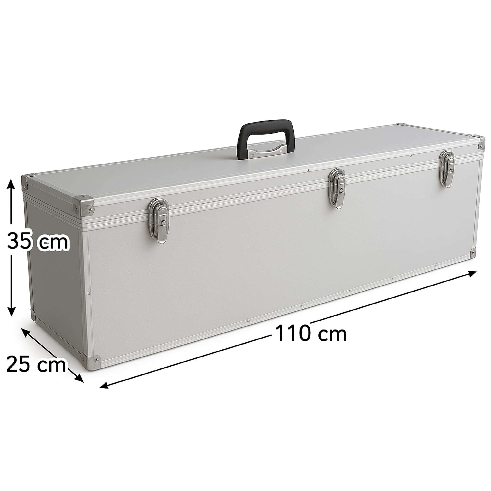 ECI Maleta (LBH) 110 x 25 x 35 cm, color plata, maletín de música, maletín de medición, maletín de transporte con tapa extraíble vacía