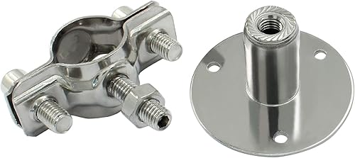 Miniatura 4 de 2 soportes de tubo de montaje en pared de acero inoxidable 304, adecuados para tubos OD de 34 pulgadas (0.984-1.063 in), altura ajustable de