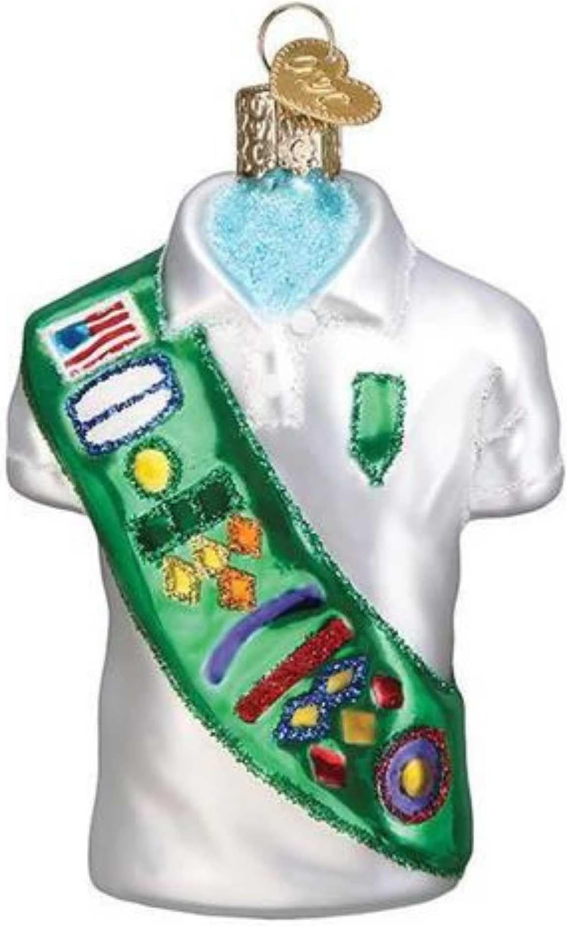 Old World Christmas Girl Scout Uniform Glass Blown Ornament for Christmas Tree, Handcrafted Holiday Decoration, Girl Scout Collection