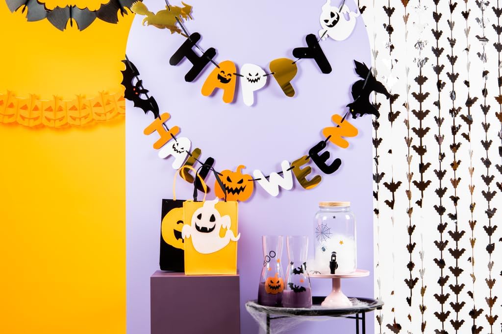 Folat 23872 23872-Happy Booo Door Curtain bat Black for Halloween Party Decoration Children, Multicoloured image 4