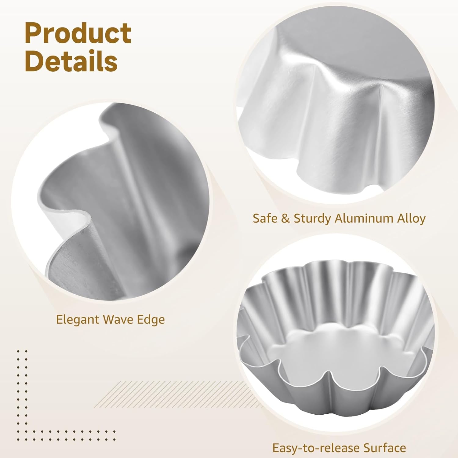 8 Pcs Large Ensaymada Molds, 4.8 In Bibingka & Tart Molds, Octagonal Aluminum Cake Pans With Stylish Wave Edges For Traditional Baking