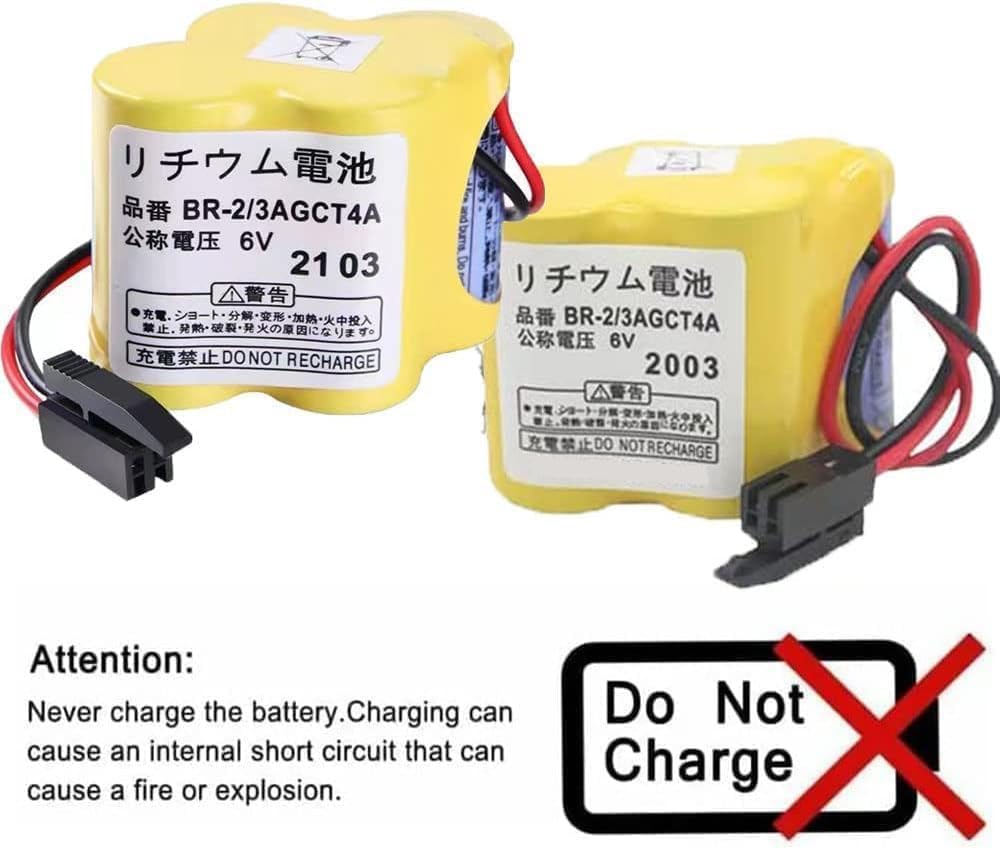 ❏ 10X BR-2/3AGCT4A 6V 4400mah for FANUC A98L-0031-0025 Battery CNC System (Black Connector)