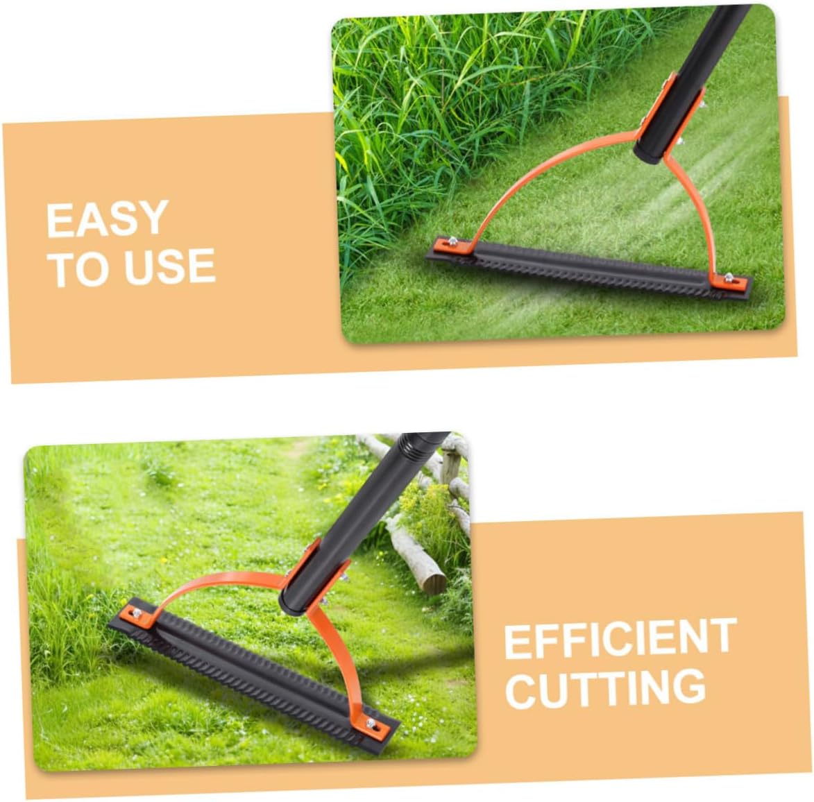 ibasenice -Handled Manual Grass Cutter Serrated Double-Edged Blades for Efficient Trimming Garden Maintenance for Heavy Use