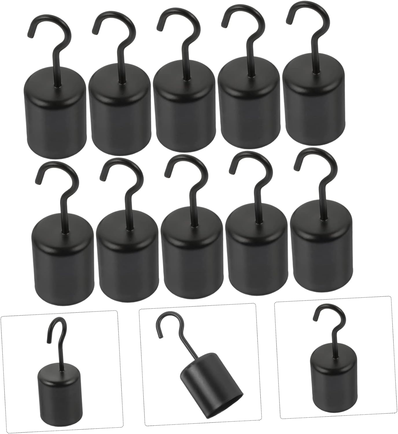 OUNONA 30pcs Outdoor Hook for String Lights Hemp Rope Cable Grip Lighting Fixture Ceiling Hooks Black