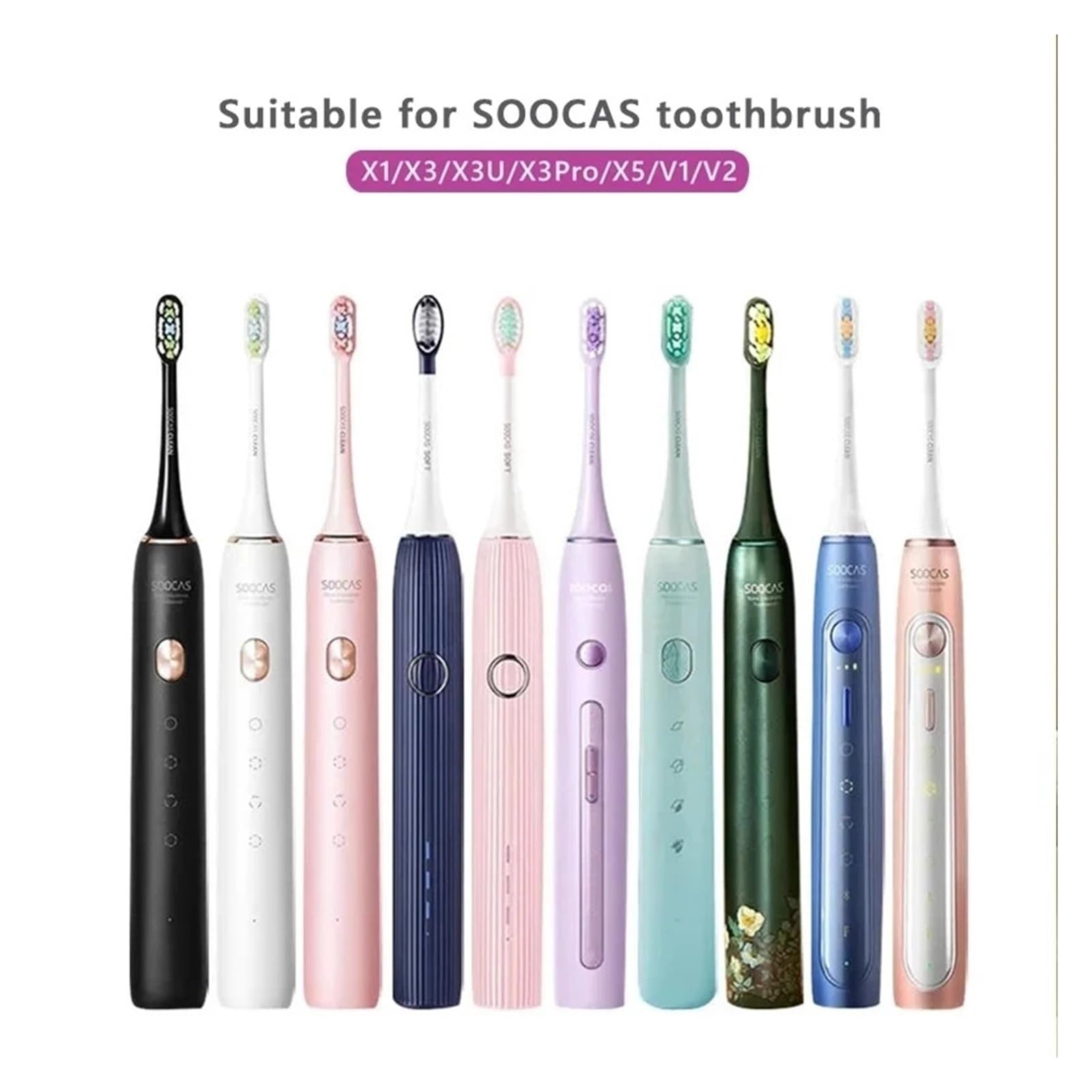 Cabezales de cepillo de dientes eléctrico sónico de 4/7/8 Uds., boquillas de repuesto de cerdas suaves con tapas protectoras contra el polvo(Beige)